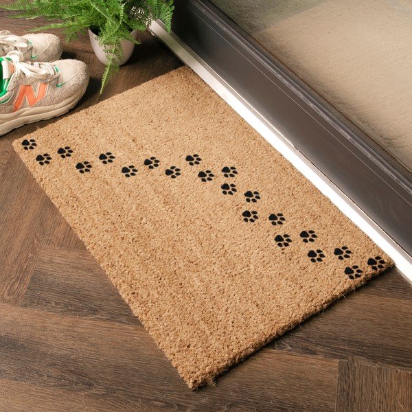 Covoraș de intrare din fibre de nucă de cocos 40x60 cm Paw Prints – Artsy Doormats-image-1