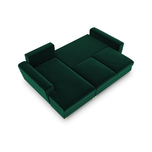 Colțar verde extensibil, cu spațiu de depozitare cu tapițerie din catifea (cu colț pe partea stângă, cu șezlong) Kyoto – Cosmopolitan Design-image-2