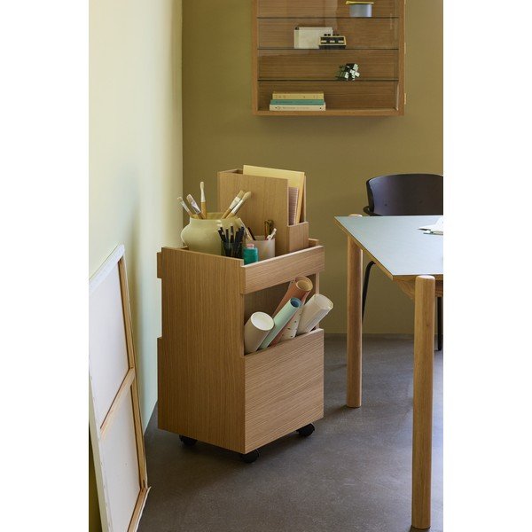 Măsuță de servire cu roți cu aspect de lemn de stejar 35x40 cm Forma – Hübsch-image-3