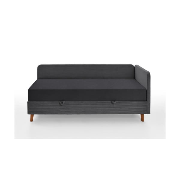 Pat gri închis tapițat cu spațiu de depozitare 90x200 cm Cabana – Meise Möbel-image-3