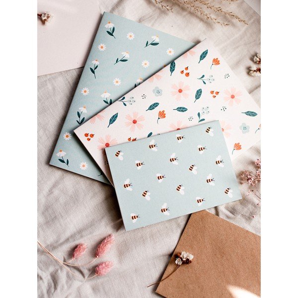 Caiet A5 neliniat din hârtie reciclată Printintin, 60 pagini, model flori alb-image-2