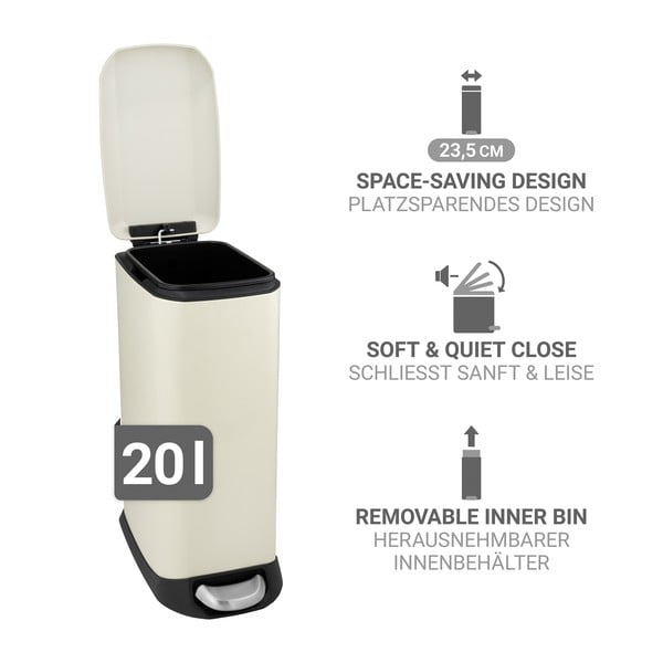 Coș de gunoi crem cu pedală din oțel 20 l Design – Wenko-image-3