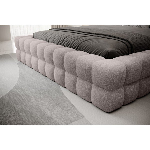 Pat matrimonial roz deschis tapițat cu spațiu de depozitare cu somieră 160x200 cm Dizzle – ELTAP-image-3