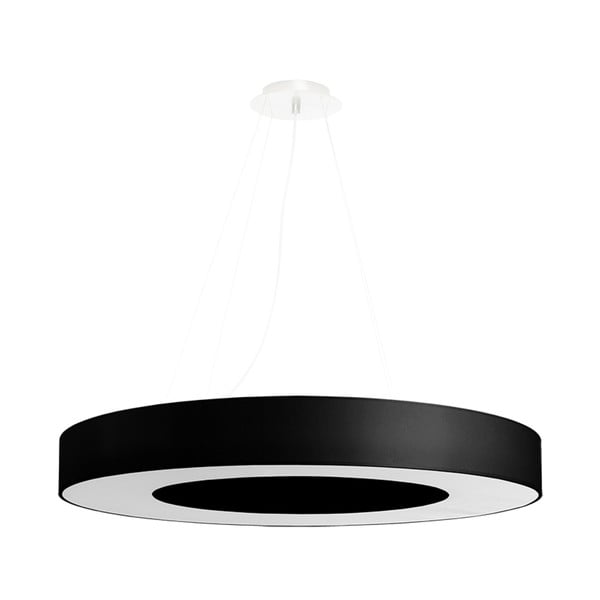 Lustră neagră cu abajur textil ø 70 cm Galata Slim – Nice Lamps