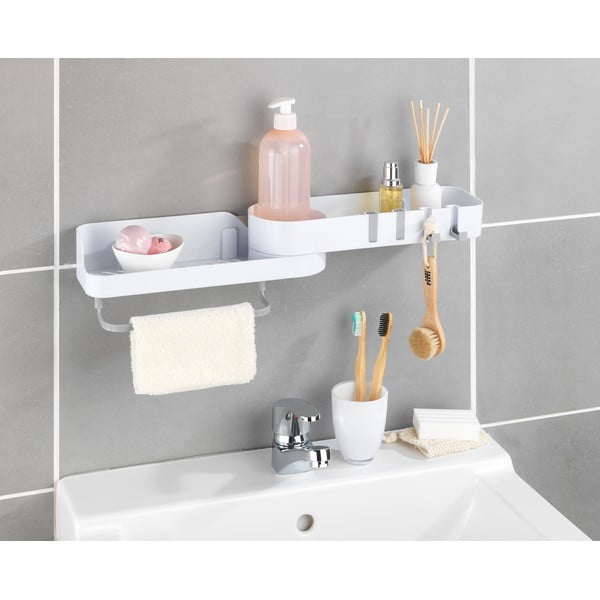 Raft pentru baie alb de colț autoadeziv din plastic - Maximex-image-1