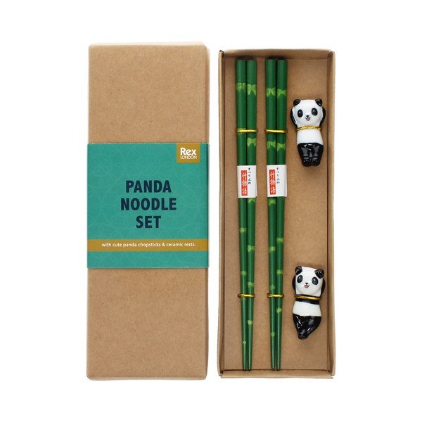 Set de bețe chinezești verde din lemn 2 buc. pentru 2 persoane Panda – Rex London