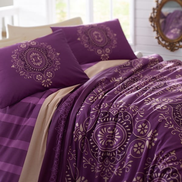 Lenjerie de pat cu cearșaf Ottoman Purple, 200 x 220 cm