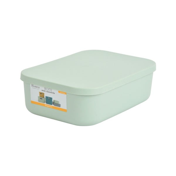 Cutie de depozitare verde-deschis din plastic cu capac 24x18x8 cm – Homéa-image-2