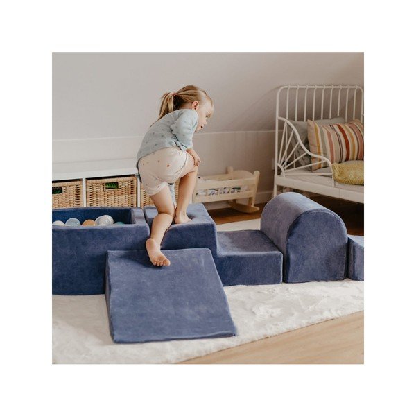 Teren de joacă din spumă gri deschis 3 buc. din catifea înălțime 30 cm 45x143 cm Montessori – Meowbaby-image-3