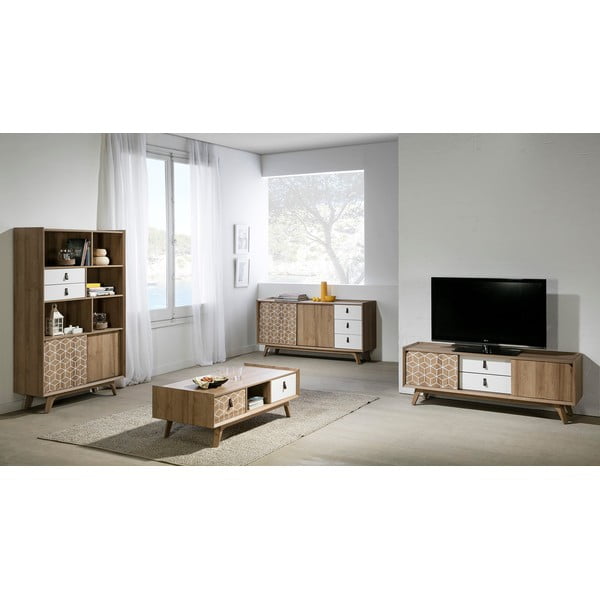 Comodă TV Marckeric Java, maro - alb-image-1