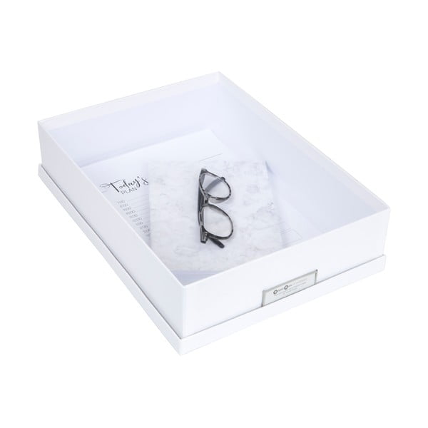 Cutie de depozitare cu etichetă pentru documente Bigso Box of Sweden Oskar, format A4, alb-image-3