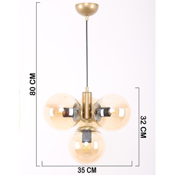 Lustră galben-auriu cu abajur din sticlă ø 15 cm Hector – Squid Lighting-image-4