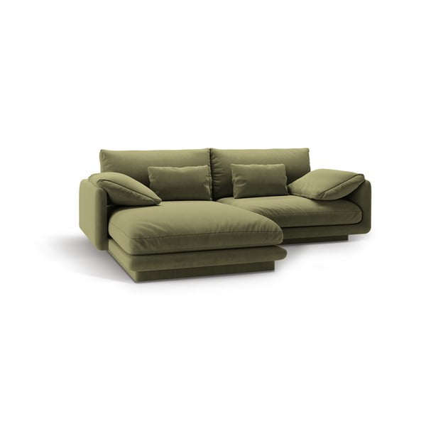 Colțar verde deschis cu tapițerie din catifea (cu colț pe partea stângă /cu șezlong) Torino – Micadoni -image-2