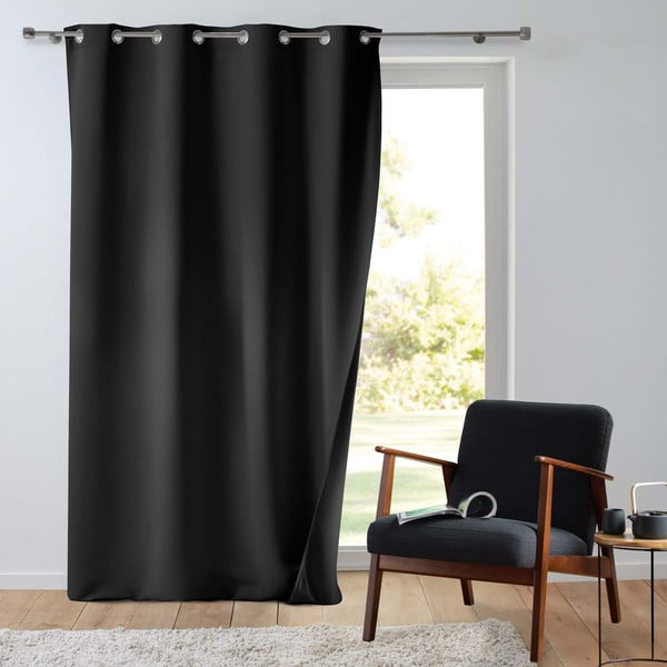 Draperie neagră termoizolantă din microfibră 135x260 cm Micropolar – douceur d'intérieur-image-2