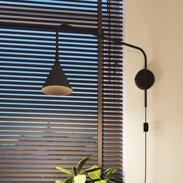 Aplică de perete neagră cu alimentare la priză Zylo – Sollux-image-3