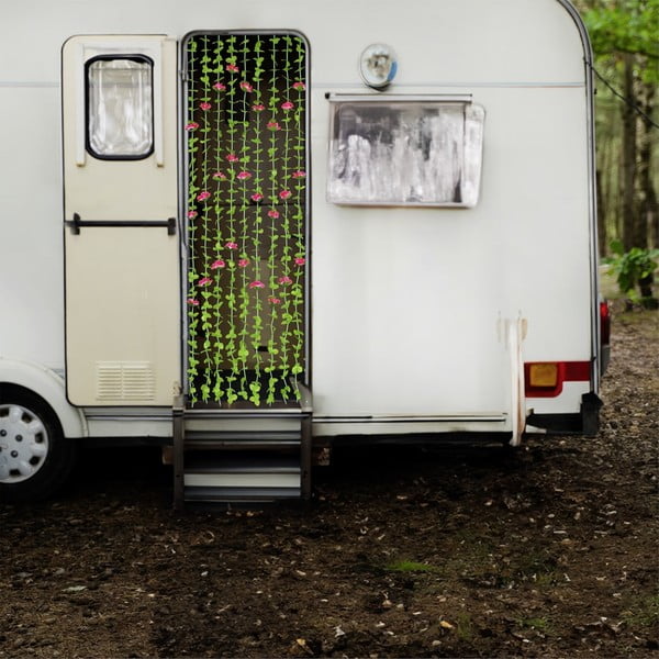 Draperie roșie-verde 90x190 cm cu prindere la ușă Roses – Maximex-image-1