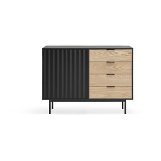 Comodă joasă neagră în decor de stejar 108x80 cm Sierra - Teulat