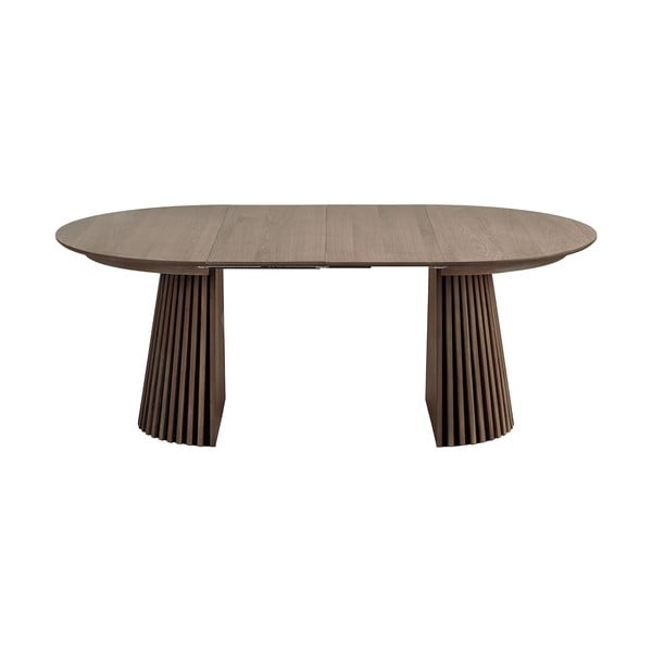 Masă de dining rotundă extensibilă cu blat cu aspect de lemn de stejar ø 120 cm Osaka – House Nordic-image-3