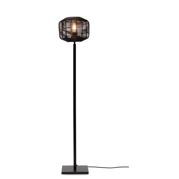 Lampadar negru cu abajur din ratan (înălțime 130 cm) Tanami – Good&Mojo