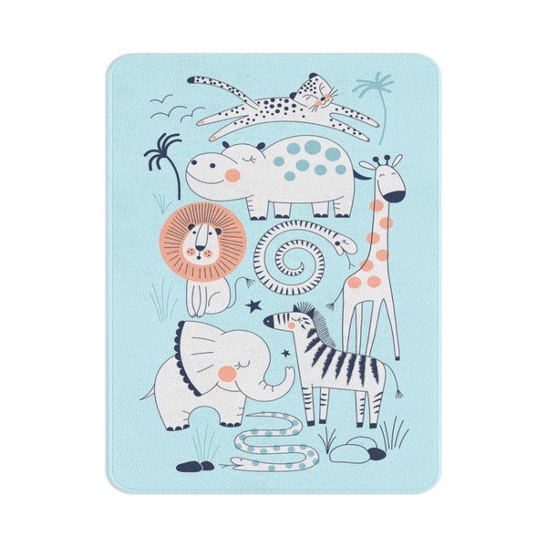 Covor pentru copii albastru 100x140 cm Happy Zoo – Oyo Concept