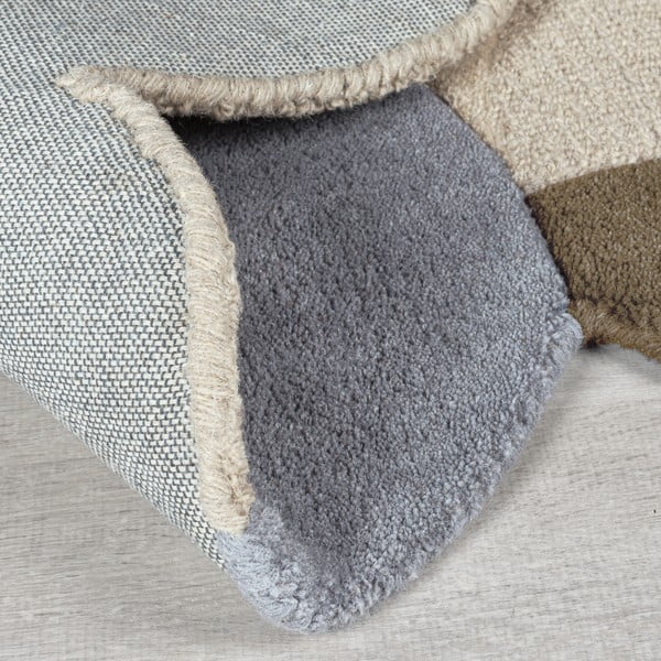 Covor grej țesut manual din lână 200x290 cm Mia Scallop Frame – Flair Rugs-image-3