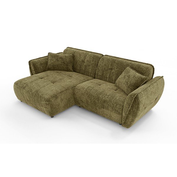 Colțar verde cu tapițerie din chenille (cu colț pe partea stângă/cu șezlong) Nelia – Ropez-image-2