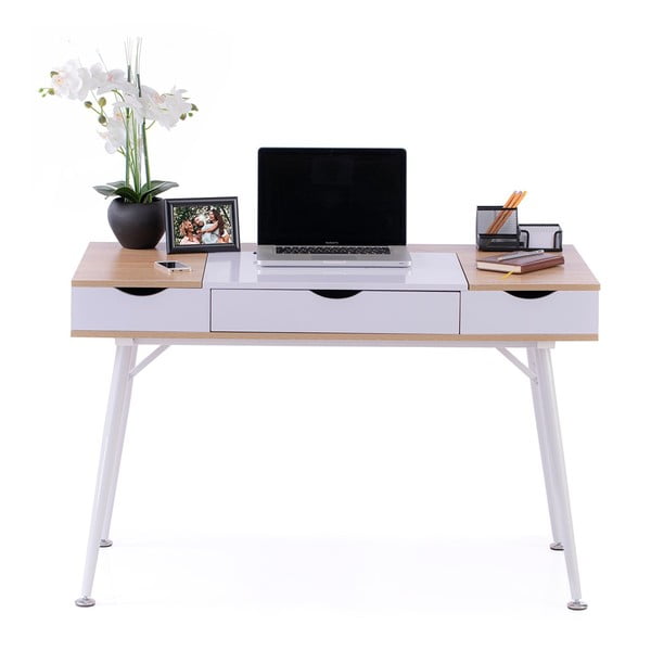 Birou cu blat cu aspect de lemn de stejar 60x120 cm Faryn – Homede-image-4