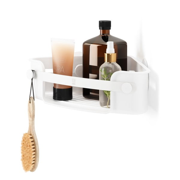 Raft pentru baie alb autoadeziv/pentru colț din plastic reciclat Flex – Umbra