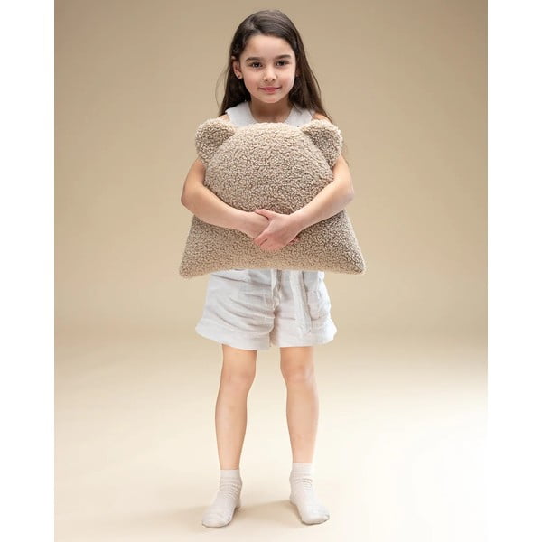 Pernă decorativă pentru copii maro deschis cu tapițerie din țesătură bouclé Bear – Wigiwama-image-3
