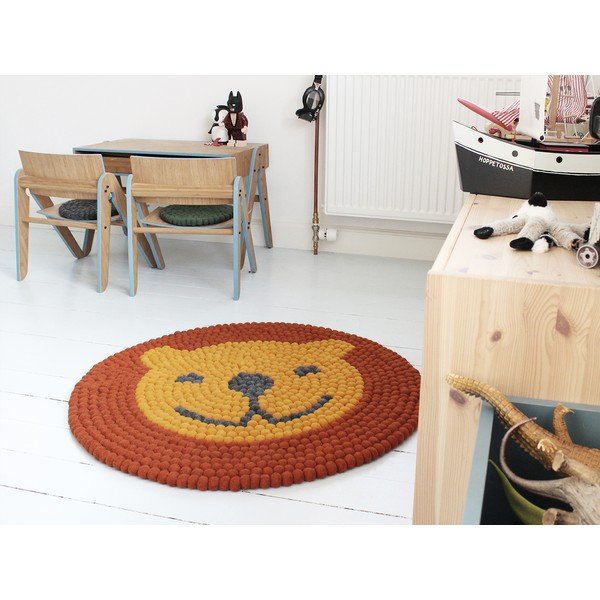 Covor cu bile din lână pentru camera copiilor Wooldot Ball Rugs Lion, ⌀ 90 cm-image-1