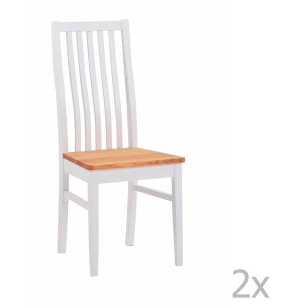 Set 2 scaune din lemn de stejar  Folke Rock, alb