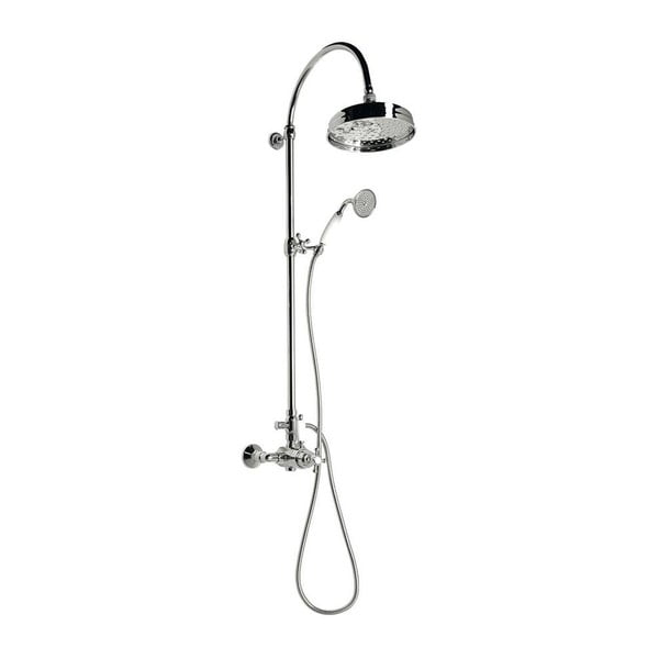 Set de duș argintiu lucios din alamă 142 cm cu robinet termostatic cu duș suspendat/cu duș de mână Antea – Sapho