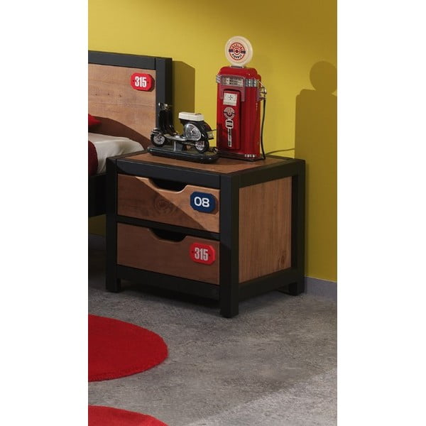 Noptieră din lemn de pin Vipack Alex, maro-image-1