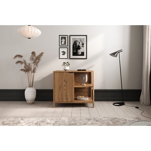 Dulap în culoare naturală din lemn   de stejar 95x80 cm Twig – The Beds-image-1