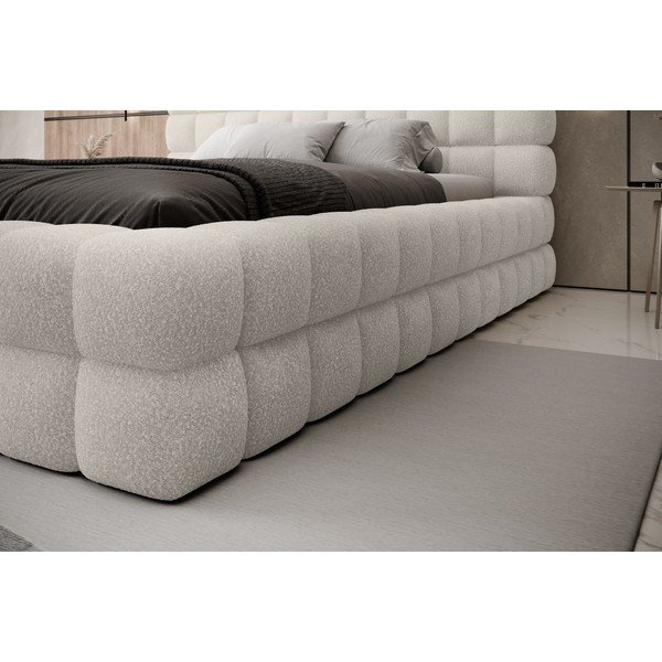 Pat matrimonial alb tapițat cu spațiu de depozitare cu somieră 140x200 cm Dizzle – ELTAP-image-3