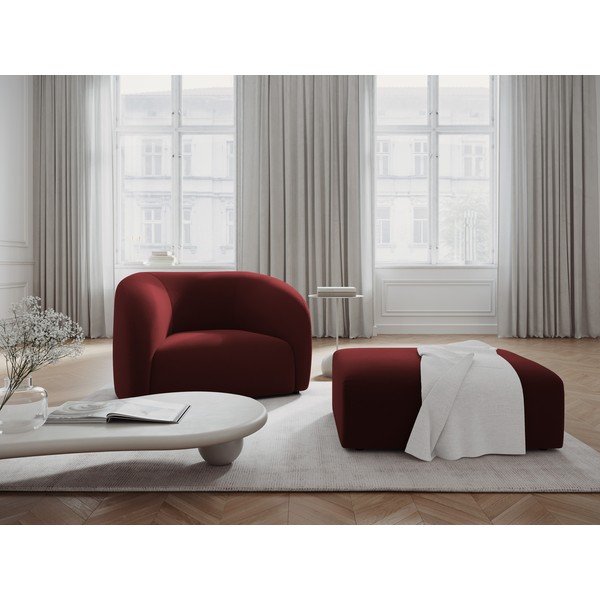 Taburet burgundy cu tapițerie din catifea Santi – Interieurs 86-image-1