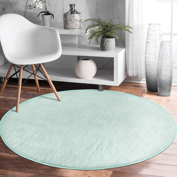 Covor rotund  verde mentă lavabil adecvat și  pentru aspiratoare robot   ø 120 cm Comfort – Mila Home-image-4