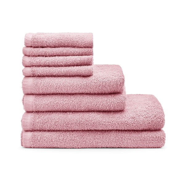 Prosoape de baie roz 8 buc. din bumbac cu uscare rapidă/din frotir Quick Dry – Catherine Lansfield