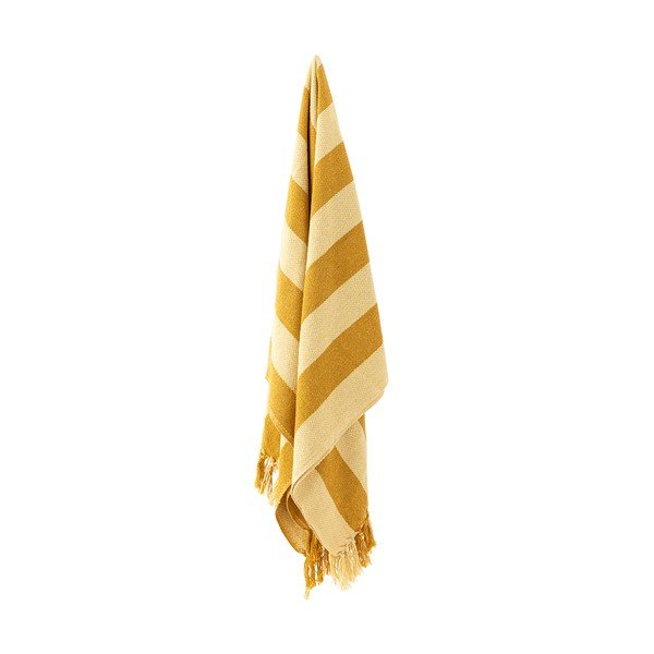 Pătură galbenă din bumbac reciclat 130x160 cm Frello – Bloomingville-image-2