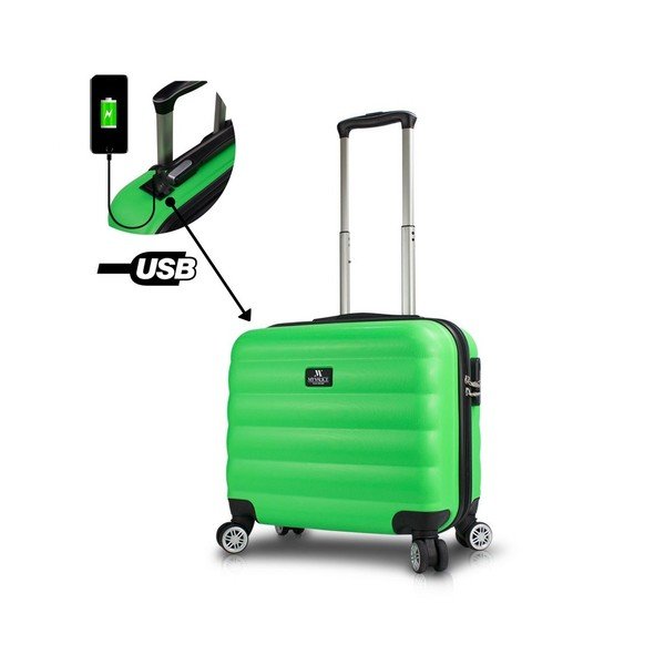 Valiză cu roți/troler cabină, cu port USB My Valice COLORS RESSNO, verde-image-1