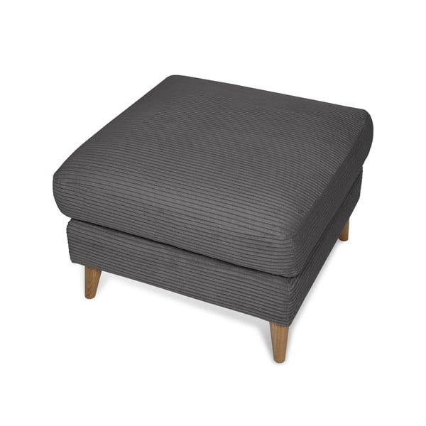 Taburet gri închis cu tapițerie din catifea reiată Paris – Scandic-image-3