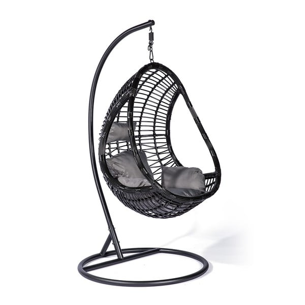 Scaun suspendat din ratan artificial Le Bonom Tahiti, negru-image-1