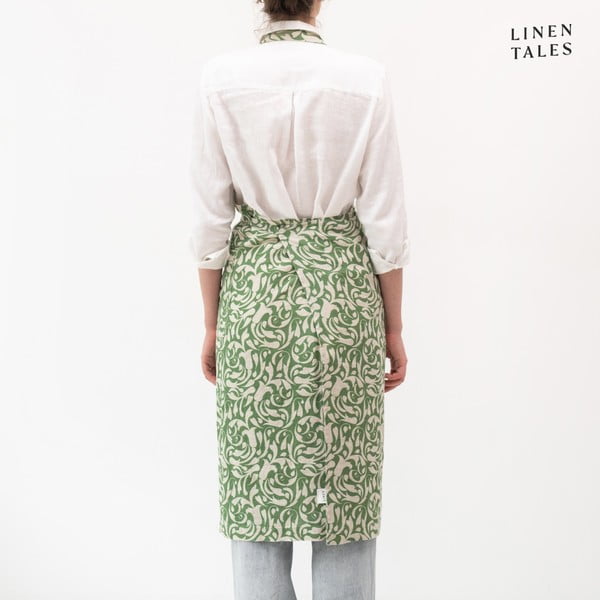 Șorț din in Evergreen Damask – Linen Tales-image-1