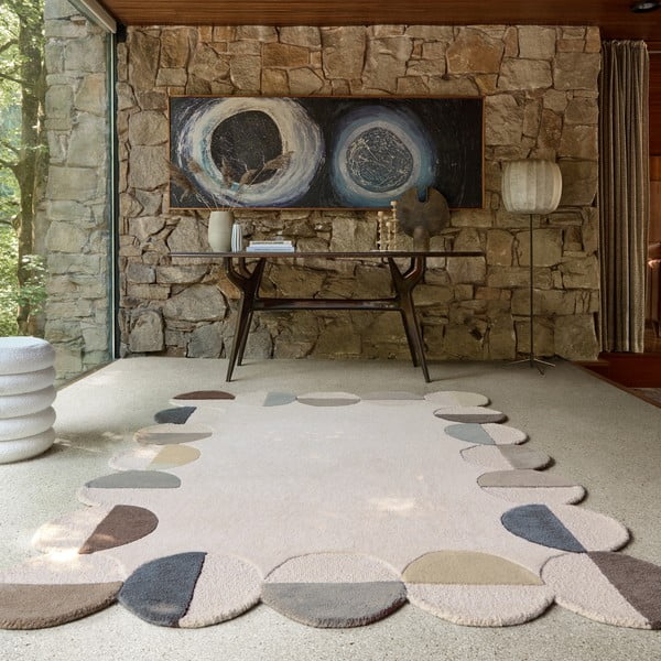 Covor grej țesut manual din lână 200x290 cm Mia Scallop Frame – Flair Rugs-image-1