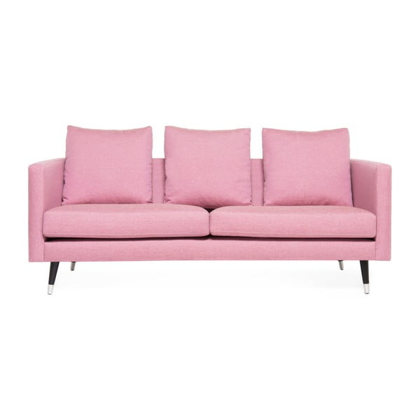 Canapea cu 3 locuri și picioare argintii Vivonita Meyer Three, roz