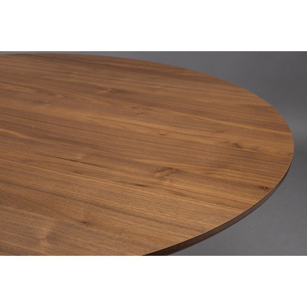 Masă de dining rotundă cu blat cu aspect de lemn de nuc ø 120 cm Barlet – Dutchbone-image-4