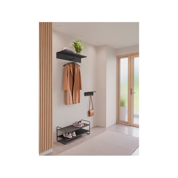 Cuier de perete negru cu raft din oțel 11,5 cm A-Hallway – Zone-image-2