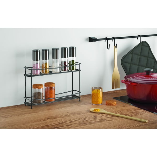 Raft cu 2 polițe pentru codimente Metaltex Pepito Lava, negru-image-1