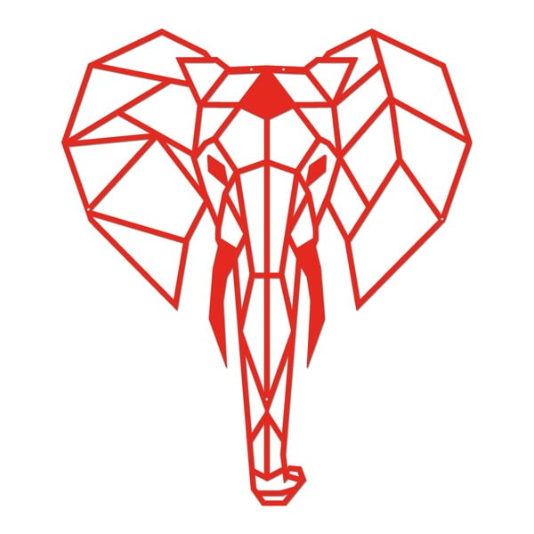 Decorațiune metalică de perete Wall Decor Elephant, roșu