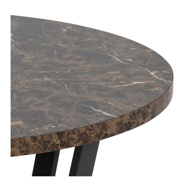 Masă de cafea cu blat în decor de marmură Actona Amble, ⌀ 77 cm, negru - maro-image-3